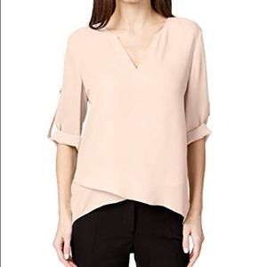 Alfani Pink Peony Layered Rolled Sleeve Blouse 8